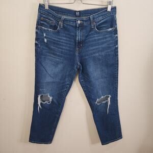 GAP Jeans Women's Girlfriend Size 8/29 Straight Leg Blue Denim Mid-Rise Med Wash